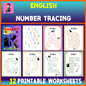 Preview of Letters A-Z Alphabet Cat Catches Mouse Worksheets Back to School Kindergarten