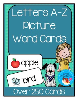 Preview of Letters A-Z   Picture Word Cards -  Over 250 Cards
