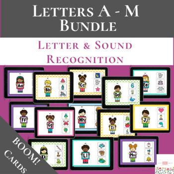 Preview of Letters A through M with Boom Cards™ | Letter and Sound Recognition Activities