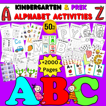 Preview of Letters A to Z Learning Mega Bundle: Worksheet, Craft, Flashcard, Posters & More