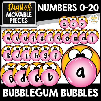 Preview of Letters Alphabet Clipart Bubble Gum Bubble Digital Stickers Movable Pieces