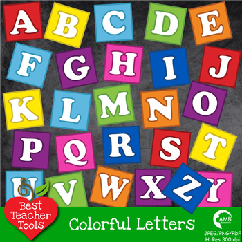Alphabet Clipart, Letter Clipart, Blocks Clipart in Bright Solid Colors ...