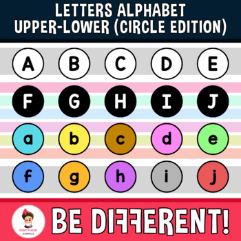 Preview of Letters Alphabet Clipart Uppercase Lowercase Circle Edition Rainbow