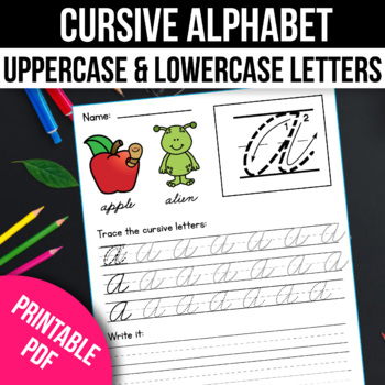 Preview of Letters Cursive Handwriting Practice Printable Cursive Classroom Alphabet Line