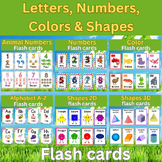 Letters, Numbers, Colors & Shapes Printable Flash Cards Bundle.