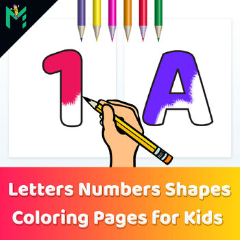 Letters Numbers Shapes Coloring Pages for Kids Printable PDF by medelwardi