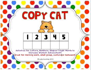 Preview of Letters, Numbers, Shapes and Sight Word Copy Cat Sheets