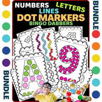 Preview of Letters,Numbers and Lines Dot Markers Activity, Bingo Dabber BUNDLE