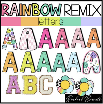 Preview of Letters // Rainbow Remix Bundle 90's retro classroom decor