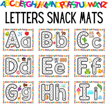 Preview of Letters Snack Mats, Printable Placemats for Picky Eaters with Food Play Ideas