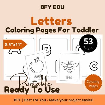 Preview of Letters* Toddler Coloring Book 8.5x11 53 pages