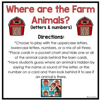 Letters and Numbers Hide & Find Game Farm Animals by Just Teachy - Megan  Conway