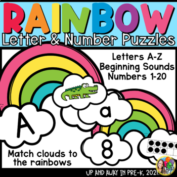 Preview of Letters and Numbers Matching Rainbow Puzzles - St. Patrick's Day Color Centers