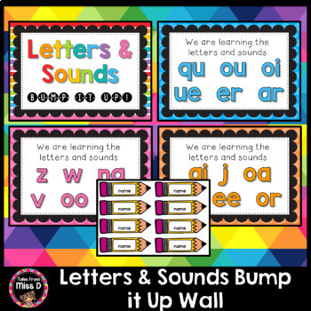 Preview of Letters and Sounds Phonics Bump it Up Wall Editable