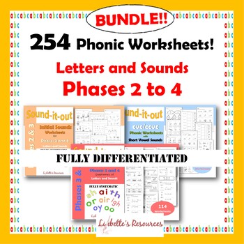 Preview of Letters and Sounds Phonics Worksheets Phases 2, 3 and 4