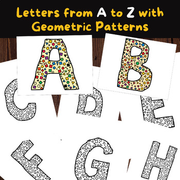Preview of Letters from A to Z with Geometric Patterns (Circles, Triangles, Squares)