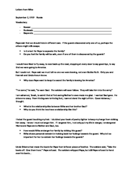 Preview of Letters from Rifka - Guided Reading Questions