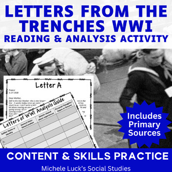 Preview of Letters from the Trenches in WWI Primary Source Analysis Activity World War One