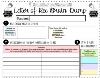 Preview of Letters of Recommendation Brain Dump [Tool Belt of Learning]