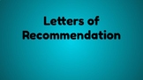 Letters of Recommendation Lesson