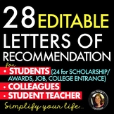 Letters of Recommendation for College, Scholarships, Award