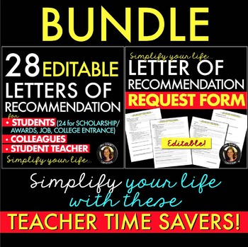Preview of Letters of Recommendation and Reference Letter Request Form BUNDLE