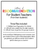 Letters of Recommendations for Student Teachers