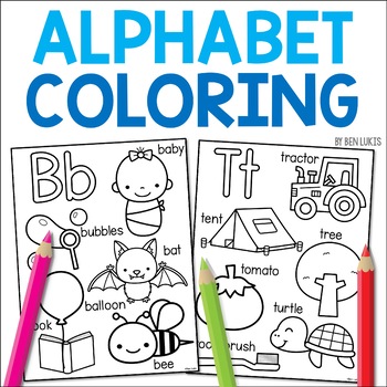Preview of Letters of the Alphabet Coloring Sheets A to Z - Initial Sounds Coloring Pages