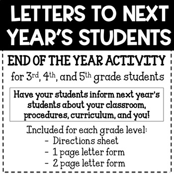 Letters To Next Year S Students By Fifth Grade Flava Tpt