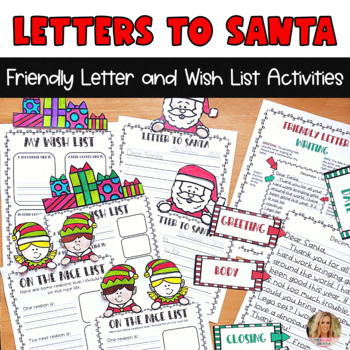 Preview of Letters to Santa Friendly Letter and Wish List Christmas Writing Activities