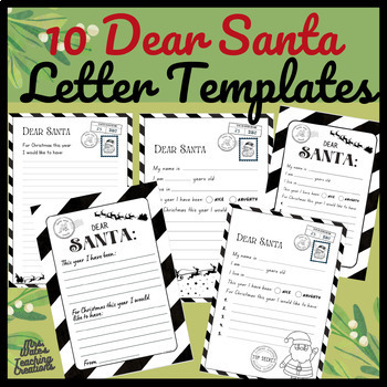 Letters to Santa Printable Templates: Christmas Writing Worksheet Activity