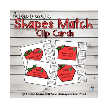 Preview of Letters to Santa Shape Match Clip Card Activity