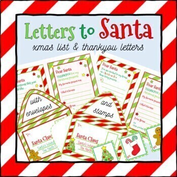 Preview of Letters to Santa - xmas list & thankyou with envelopes & stamps
