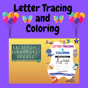 Preview of Letters tracing and coloring for preschooler kids 5-3 year