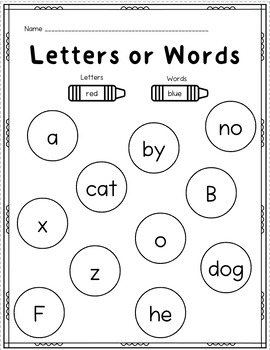 Letters vs Words vs Numbers by HeadtoSchool | TPT