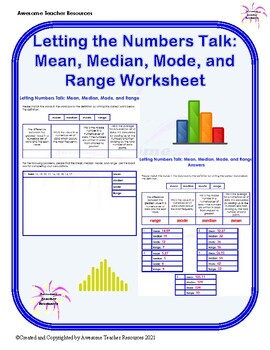 Preview of Letting Numbers Talk: Mean, Median, Mode, and Range Worksheet