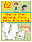 Lettre, Number, Forme and Colouring Tracing Book For Kids 