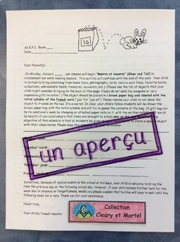 Preview of Lettre pour le Montre et raconte- FRENCH - Letter about Show and Tell
