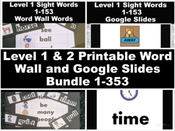 Preview of Level 1 & 2 Printable Word Wall and Google Slides BIG Bundle