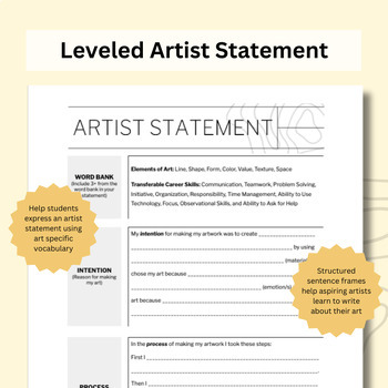 Preview of Level 1 Artist Statement Printable Handout