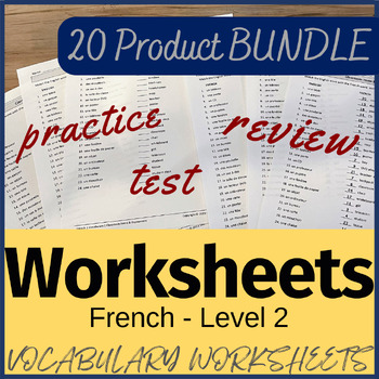 Preview of Level 1 French Vocabulary Worksheets BUNDLE - Practice, Review, Test Worksheets
