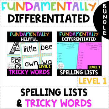Preview of Level 1 | Trick Word Cards and DIFFERENTIATED Phonics Spelling Lists
