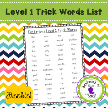 Preview of Level 1 Trick Words List