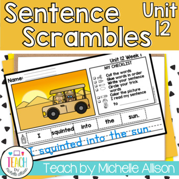 Preview of Sentence Scramble - Compound Words, Multisyllabic Words Worksheet and Sight Word