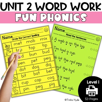 Preview of Level 1 Unit 2 |  Short Vowel Word Work | Fun Phonics