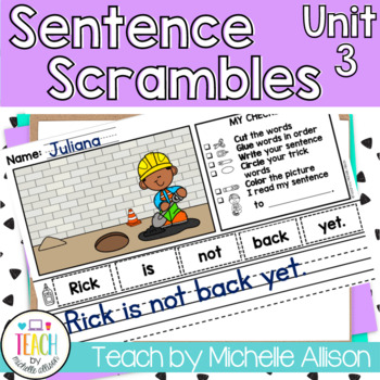 Preview of Level 1 Unit 3 Fix It Sentence Scramble Level 1 Activities & Digraph Worksheets