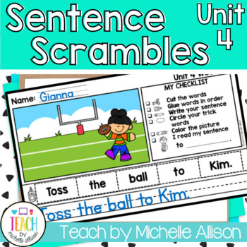 Preview of Sentence Scramble - Double Consonant Worksheet & Sight Word Practice