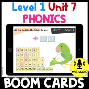 Preview of Level 1 | Unit 7 | Glued Sounds | BOOM CARDS | Fun Phonics