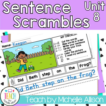 Preview of Sentence Scramble - Consonant Blends Worksheet & Sight Word Review