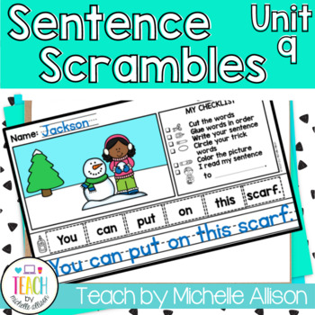Preview of Sentence Scramble - Closed Syllable Worksheet & Sight Word Practice
